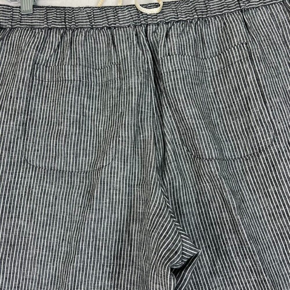 Coldwater Creek Women's Pants Size PL Linen Blue Striped Cropped Beachy Nautical - Picture 6 of 12